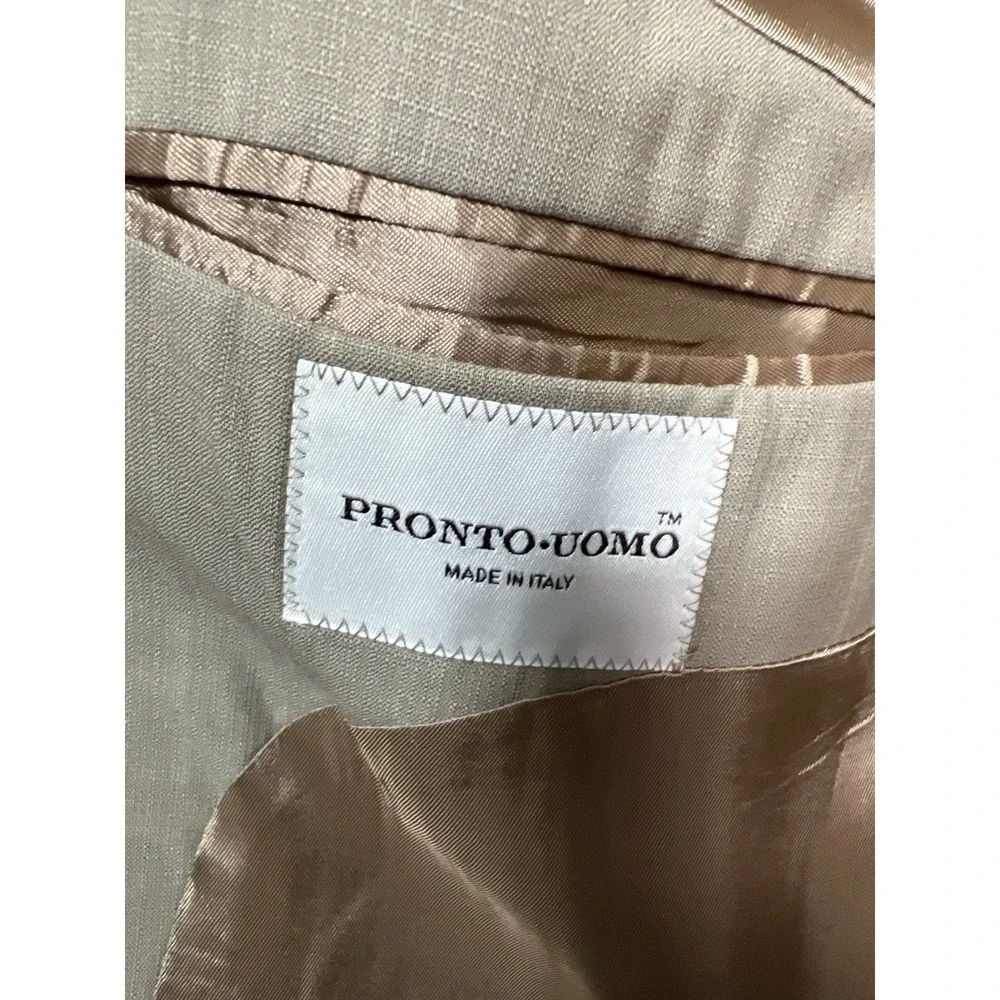 Pronto Uomo Blazer 42R Tan 100% Wool Made In Italy Sport Coat‎